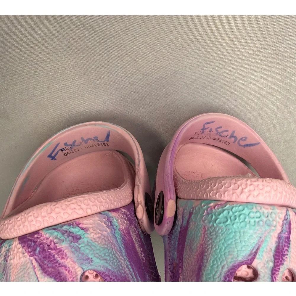 Capelli New York Girls Pink Purple Teal Marbled Slip On Clog Shoes Size 6